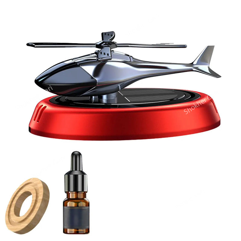 Car Solar Helicopter Air Freshener Autorotation - Car Dashboard Showpiece And Perfume - Red image