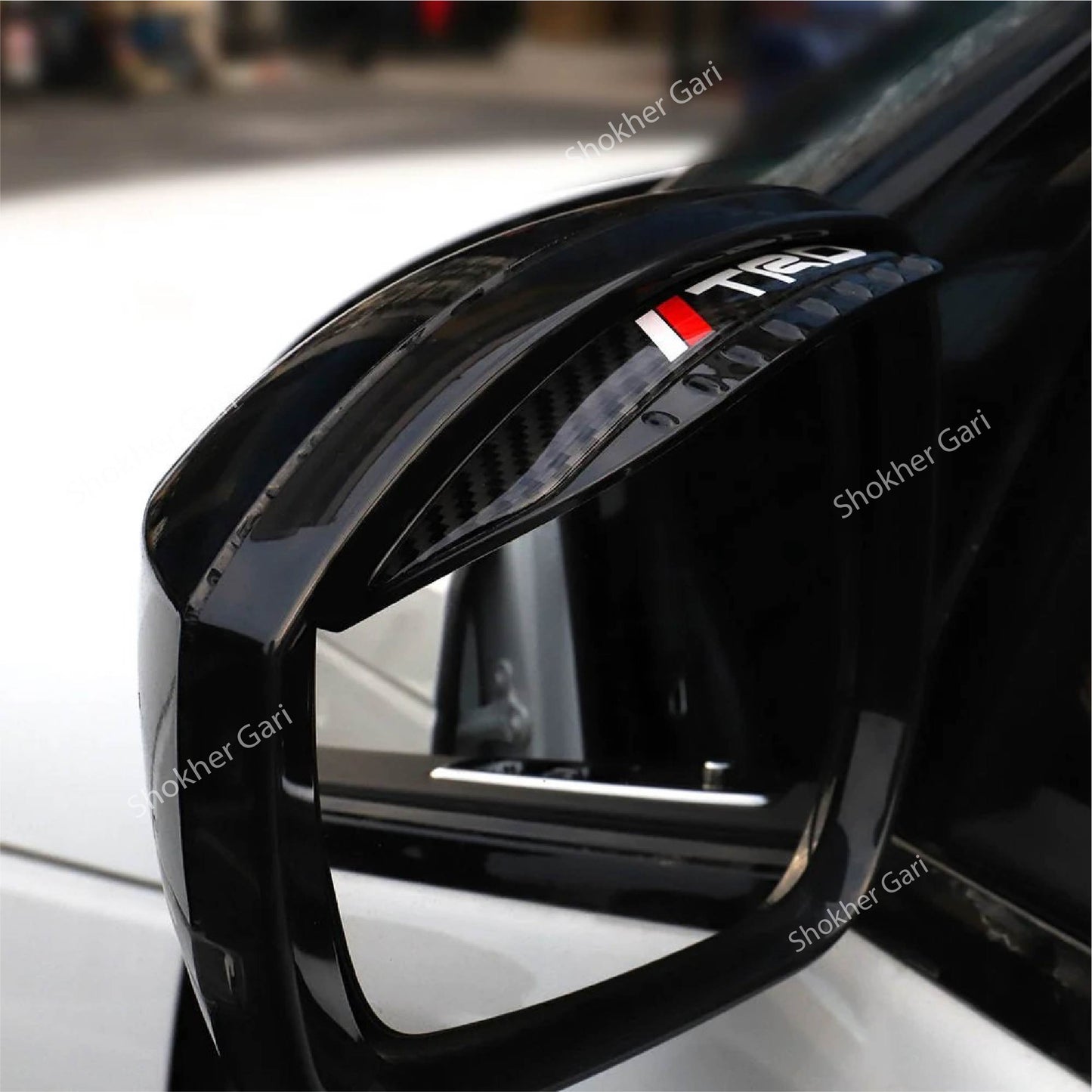 TRD Carbon Fiber Rear View Side Mirror Rain Guard 2 Pieces Set image 0