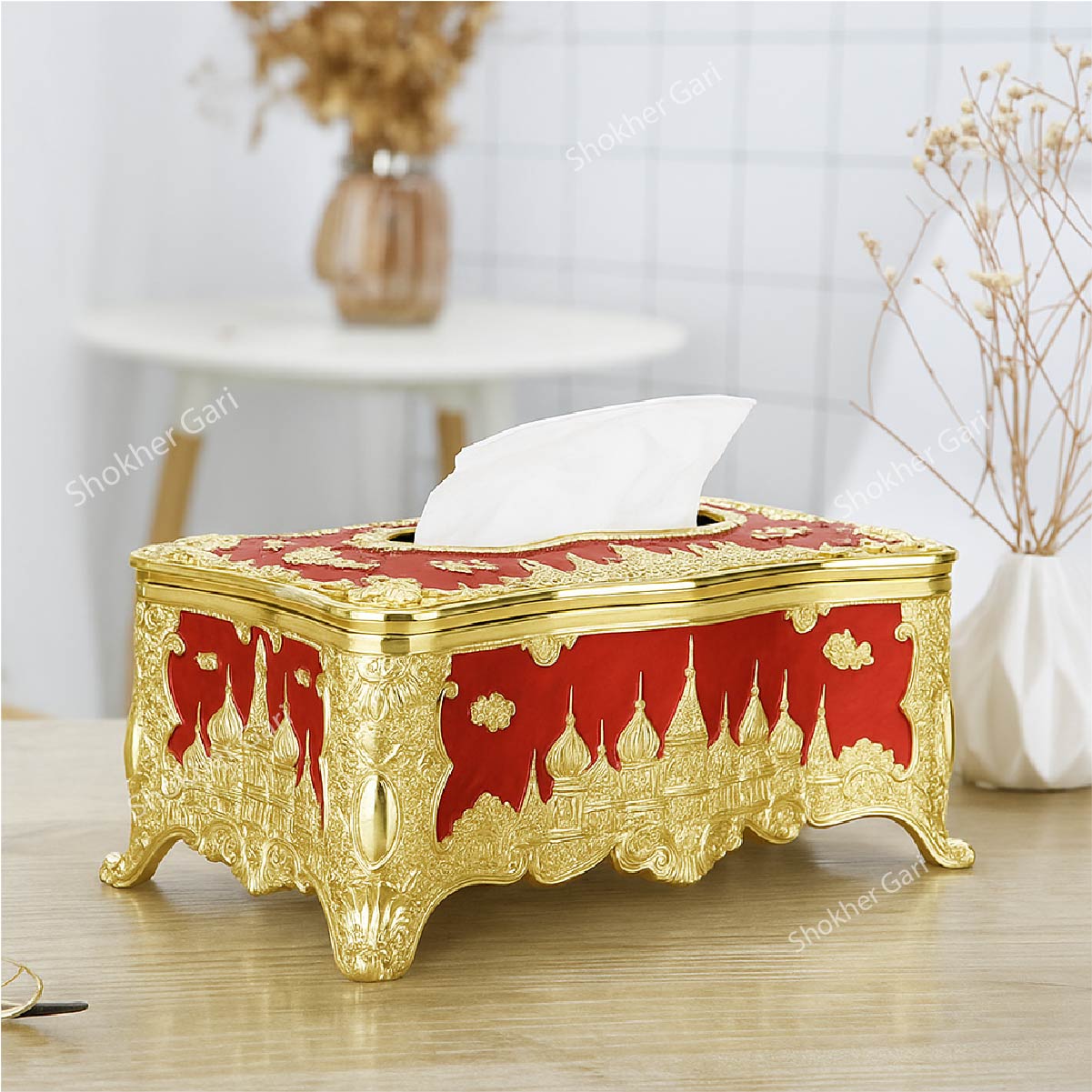 European Style Plastic Tissue Box - Red image