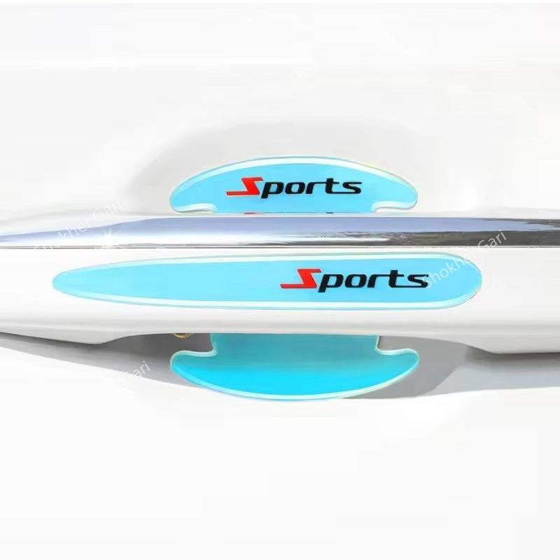 8 pcs set Sports Car Door Handle Bowl Cover Protector Sticker - Reflective image
