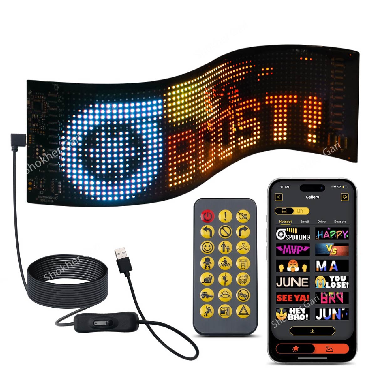 LED Car Sign Panel App &amp; Remote  Flexible  Display image 5