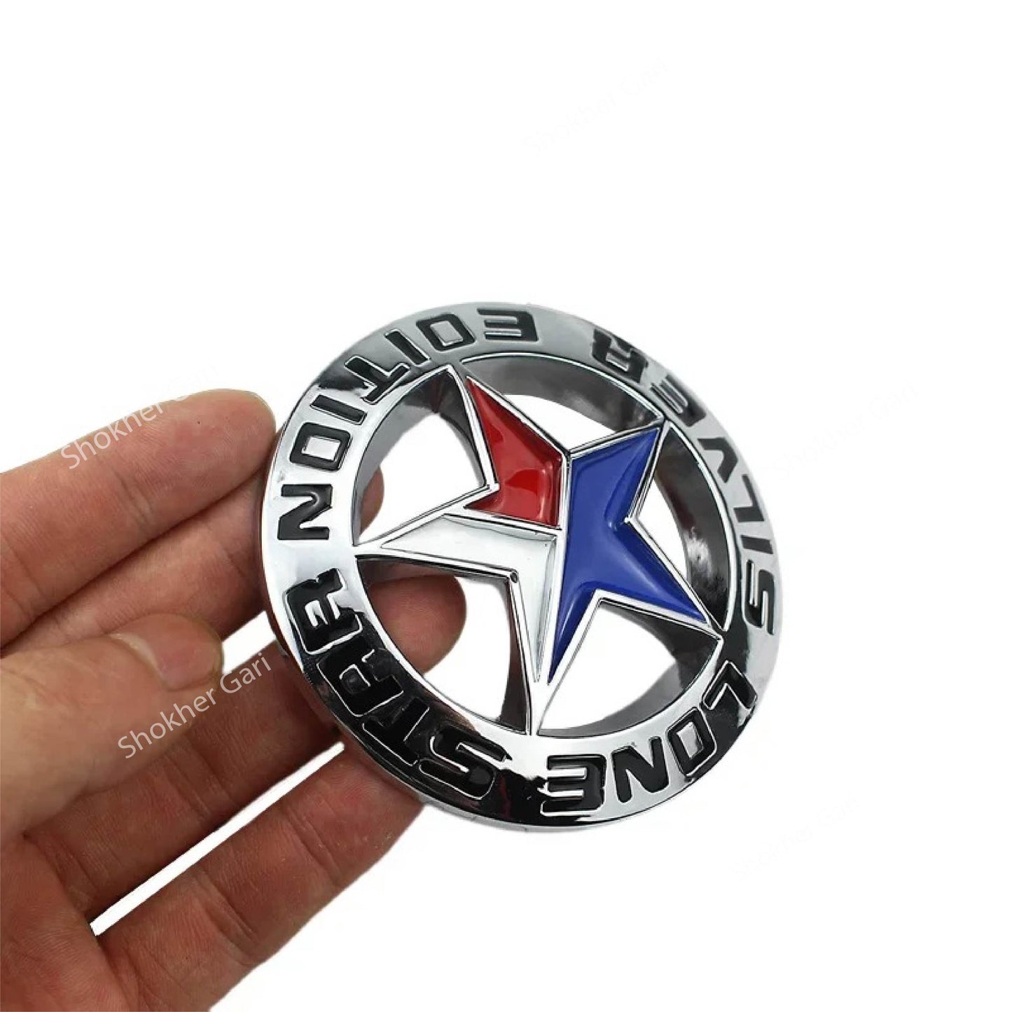 (3D Round Lone Star Black+Flag) image 1
