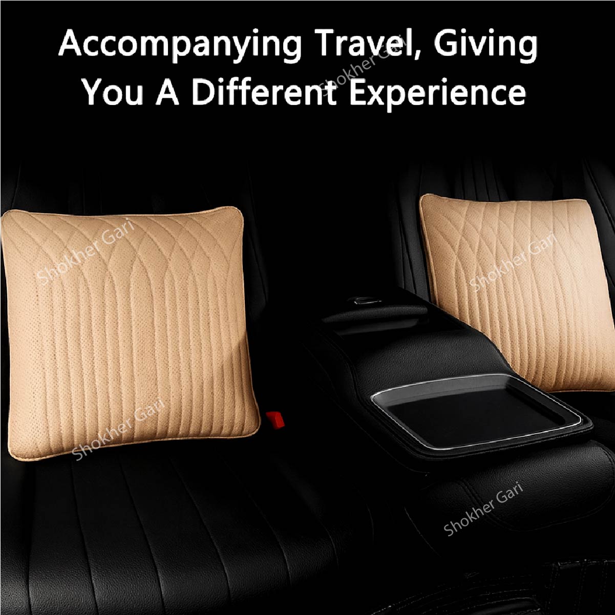 Multi-functional Car Pillow Cushion Comforter- 3 in 1 (Waist Support, Comforter and Pillow) - Beige image