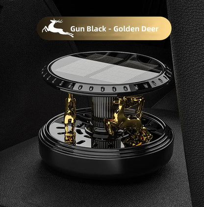 Solar Rotating Gold Plated Deer Car Perfume image 1