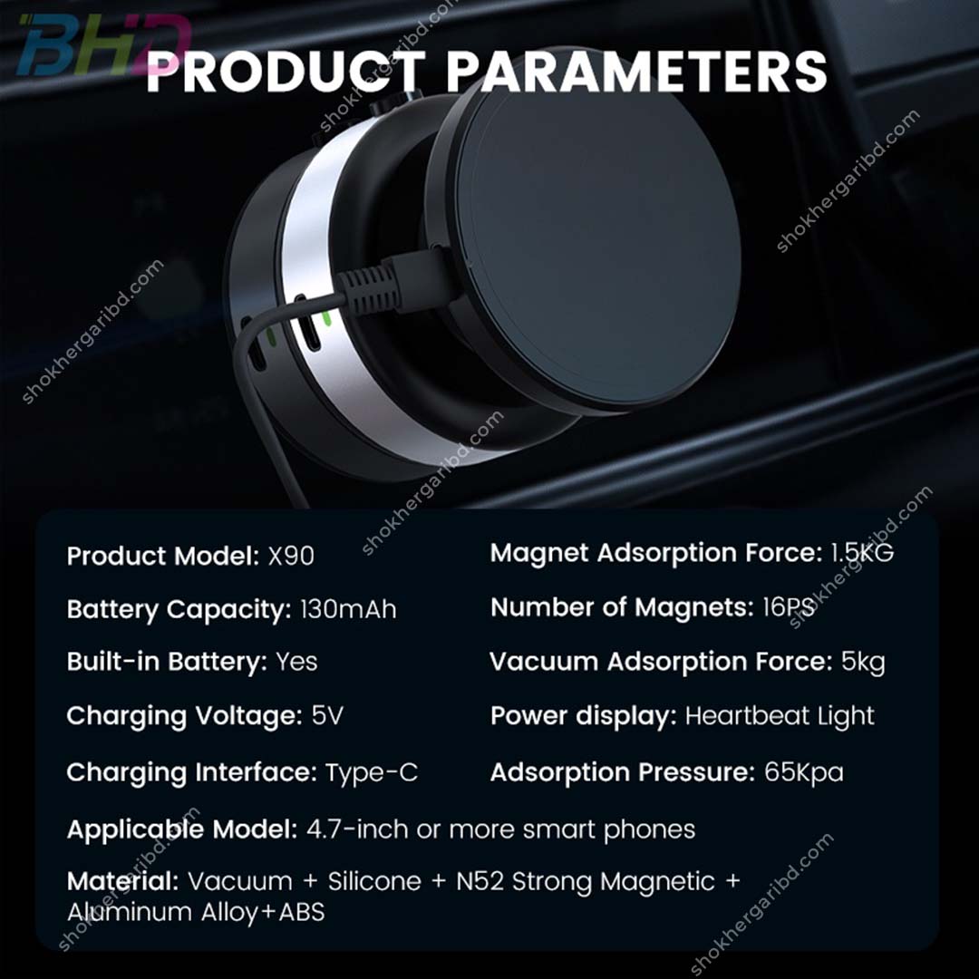 Magnetic Suction Cup Mobile Holder - Vacuum System  Rechargeabl image 5