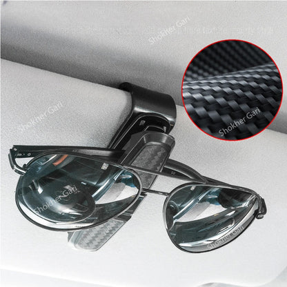 Carbon Fiber Pattern Car Sun Visor Sunglass Holder image 0
