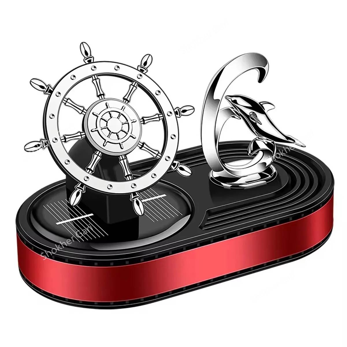 Rotating Rudder Hand Boat Car Solar Perfume - Red image