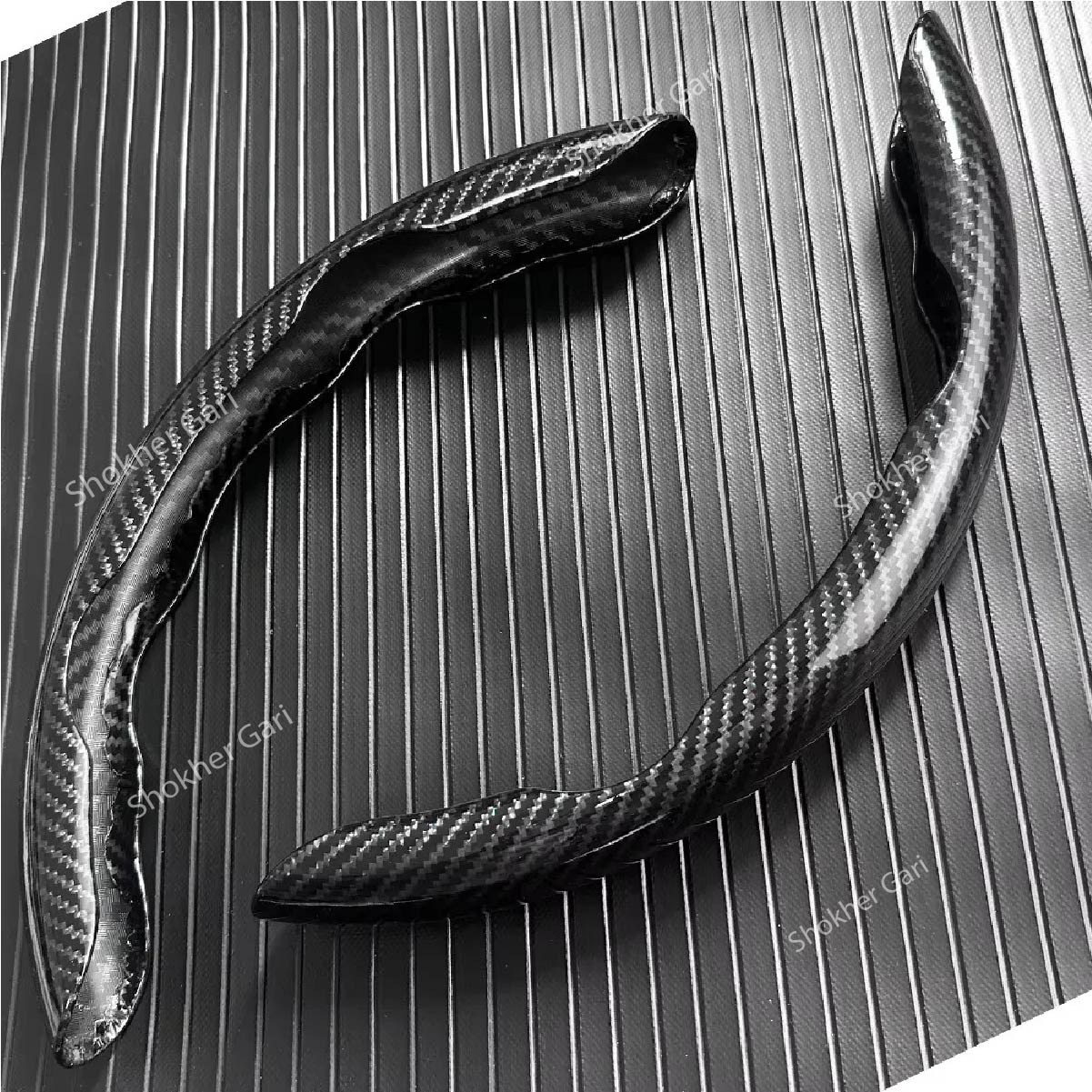 2pcs Laser Carbon Fiber Half Steering Cover - Black image