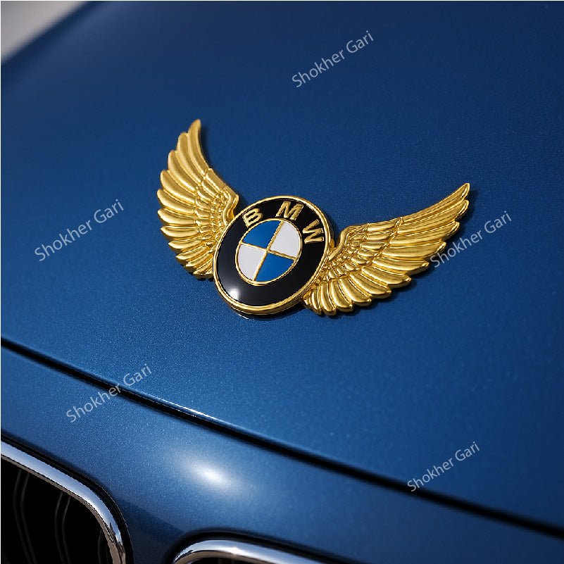 Golden metal car Logo Premium stickers – Shokher Gari