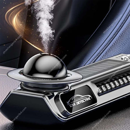 Solar &amp; Rechargeable Car Air Freshener Rotary Aroma Diffuser with Parking Phone Number image 1