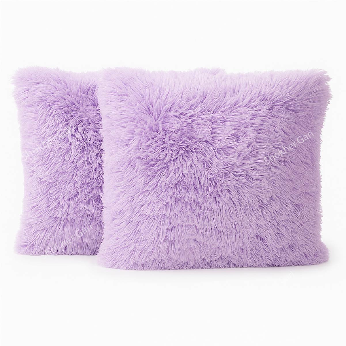2Pcs set Fur Soft Cushion Cover pillow 43x43cm - Light Purple image
