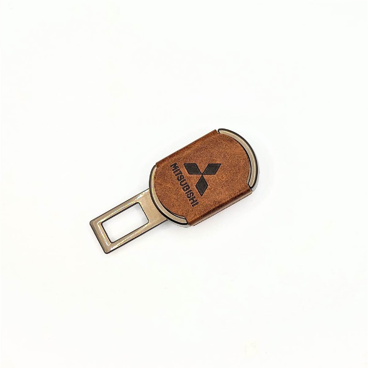 1pcs Brown PU Leather 2 IN 1 Seat Belt Clip - Mitsubishi image