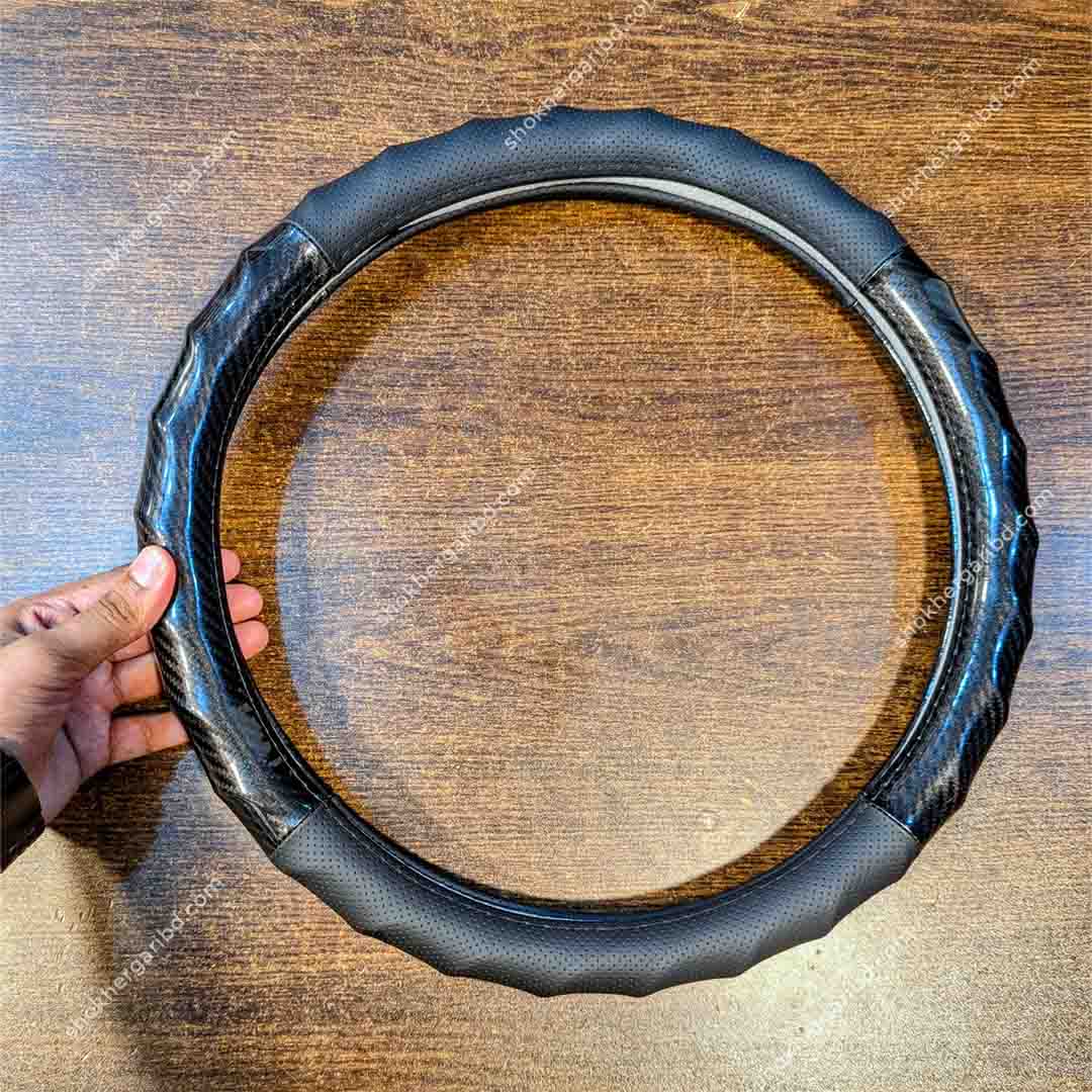 Car Grip Half Carbon Beat Steering Wheel Cover image 1