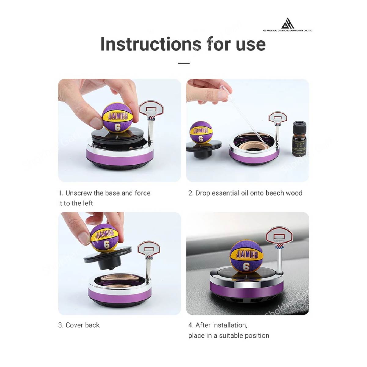 Multi Color Basketbal Solar Car Air fresher image 6