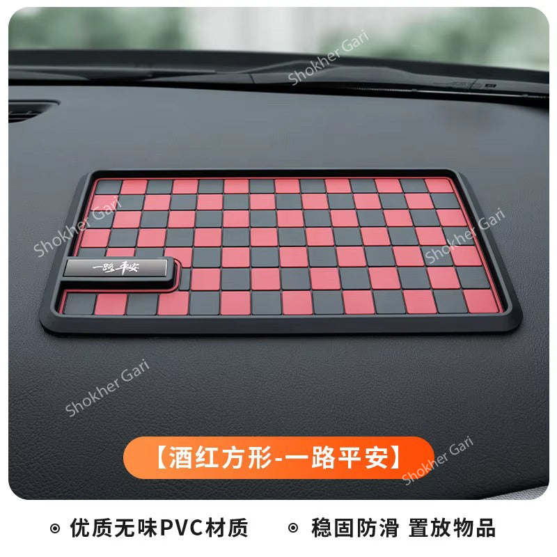 1pcs Diamond Check Pattern Anti slip mat - Red image