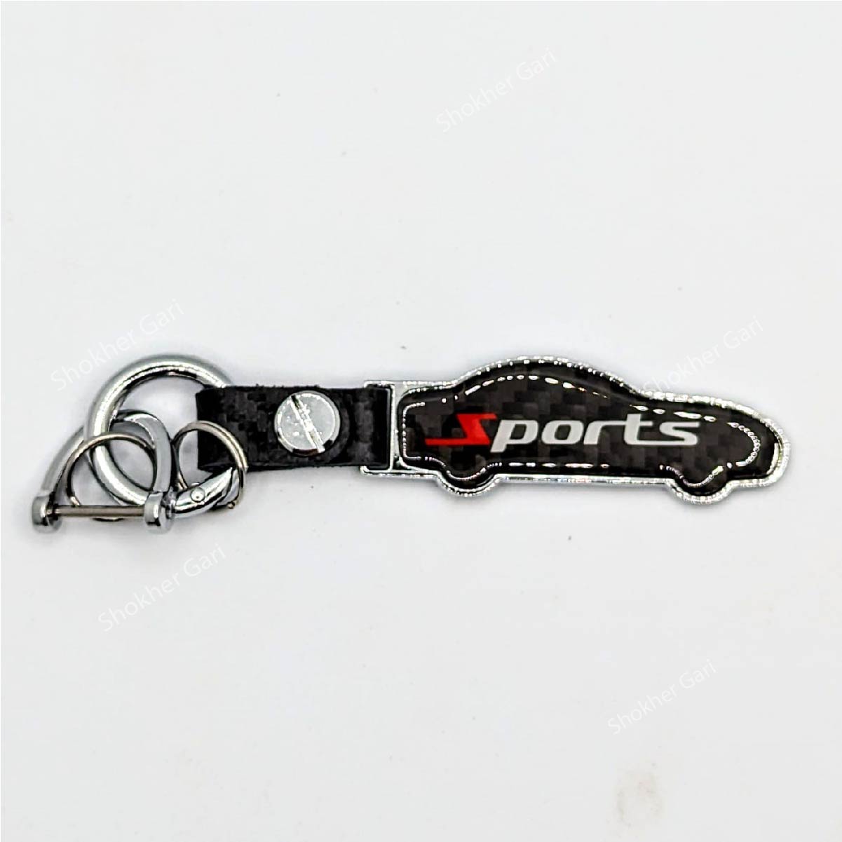 Carbon Car Shape Metal Keyring