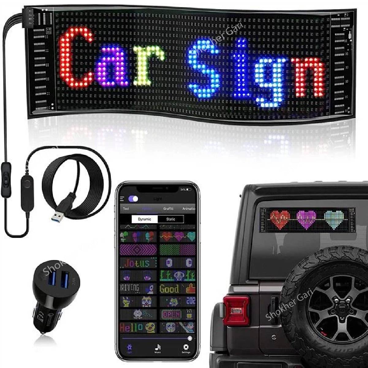 LED Car Sign Panel App &amp; Remote  Flexible  Display image 2