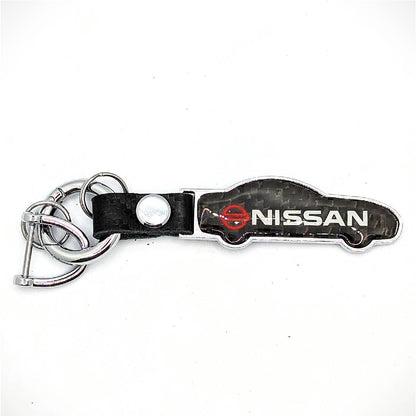 Carbon Car Shape Metal Keyring