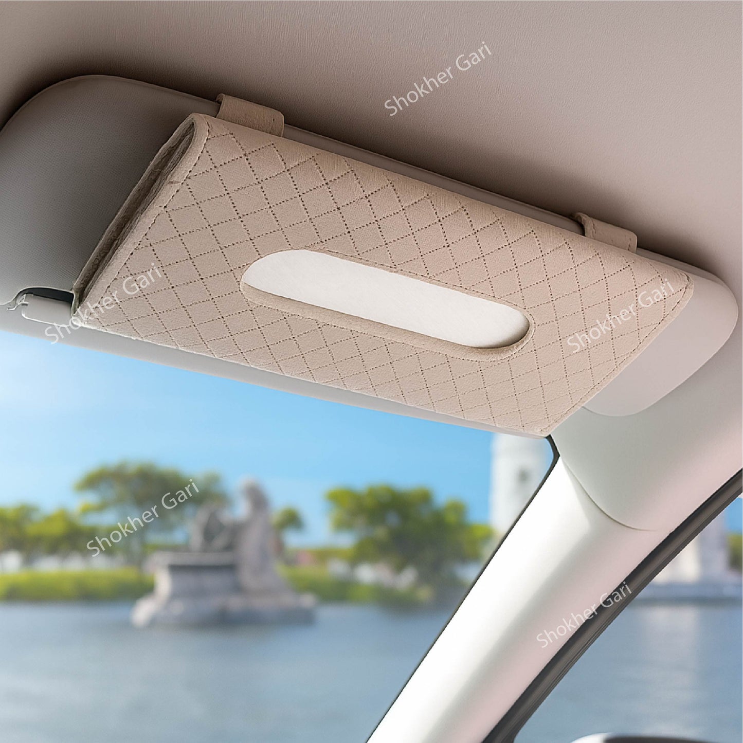 LUXURY CAR SUNVISOR TISSUE BOX - Beige image