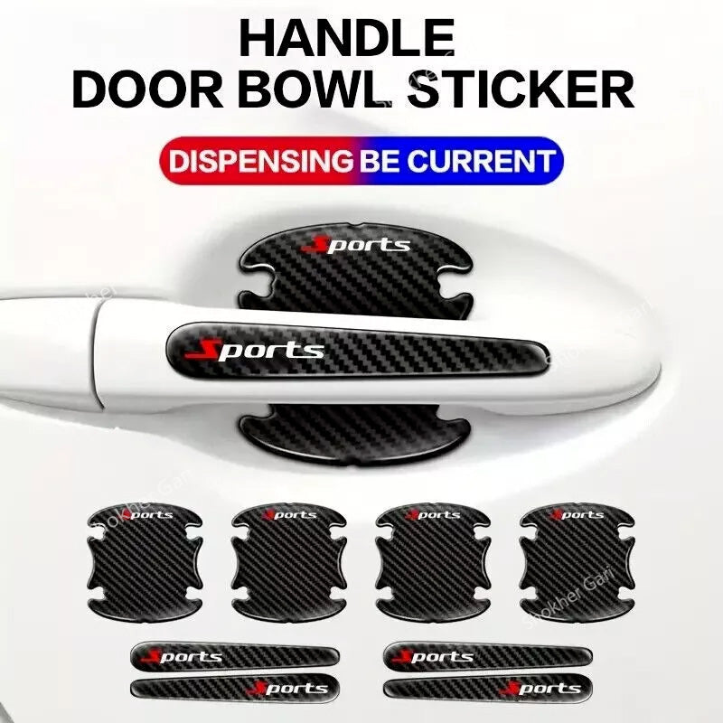 8 pcs set Sports Car Door Handle Bowl Cover Protector Sticker image 9