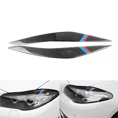 2pcs Carbon Fiber Car Headlights Eyebrows Stickers image 3