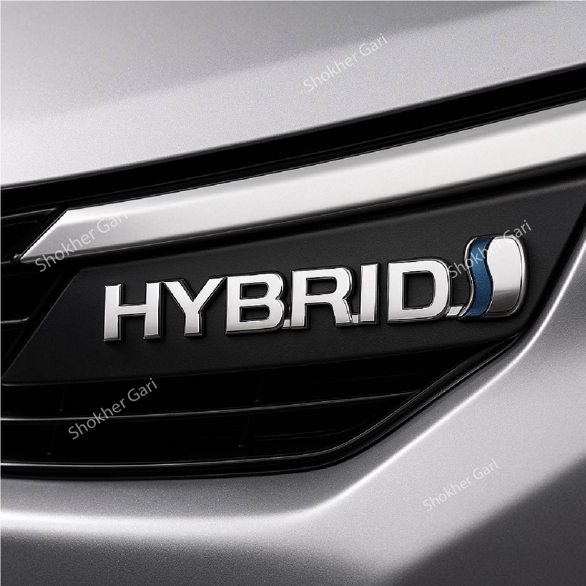 Chrome hybrid symbol - Hybrid vehicle logo - 3 Colors Aesthetic Chrome emblem badge image 2