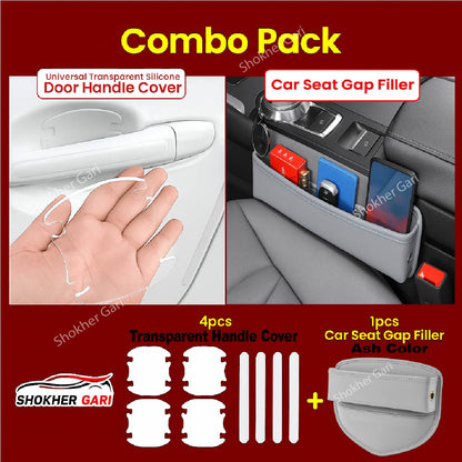Combo -2 , Seat Gap filler 1pcs &amp; 4pcs transparent Handle cover - Ash image