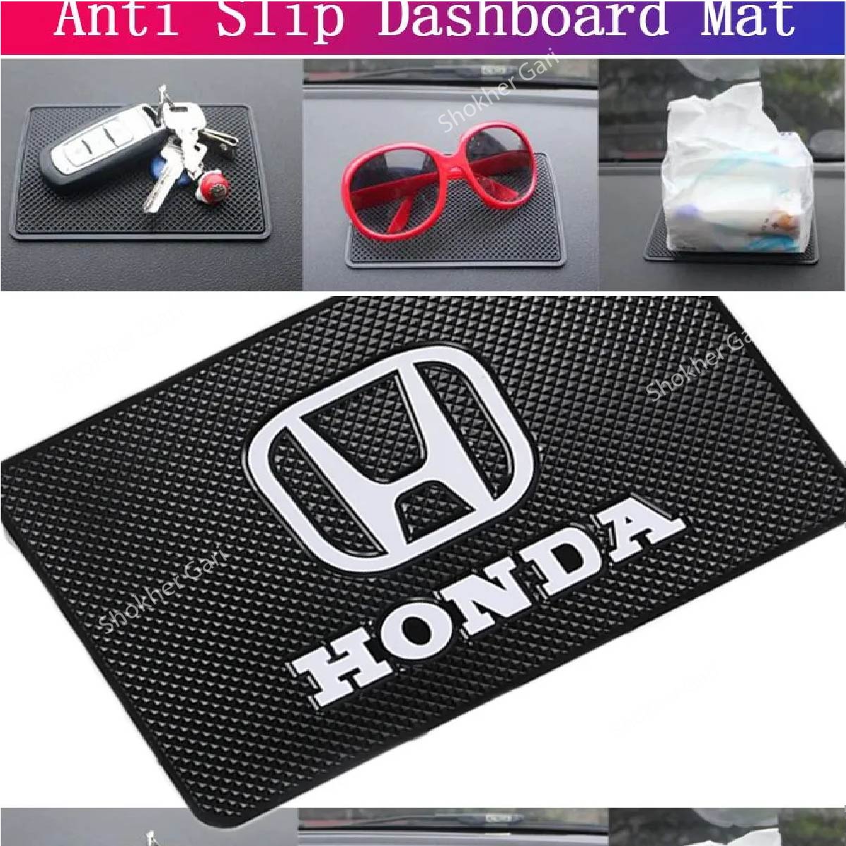 Slip-resistant car dash mat- Non-slip dashboard pad for safe travel - Honda image