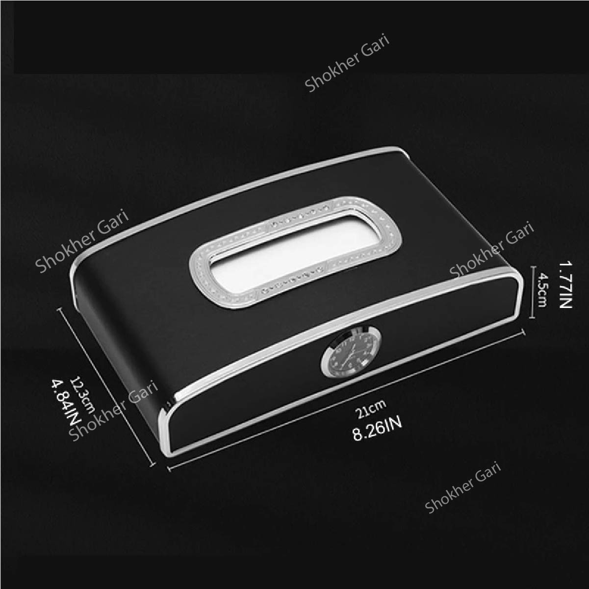 Multi-function Car Clock Tissue Box Cover Rectangular image 2
