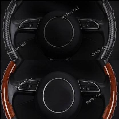 Car Half Steering Cover Carbon &amp; Wooden image 0