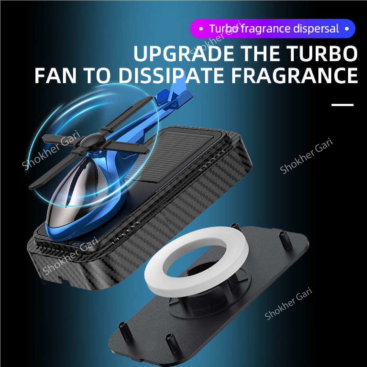 1pcs Car Carbon Helicopter Solar Perfume image 1