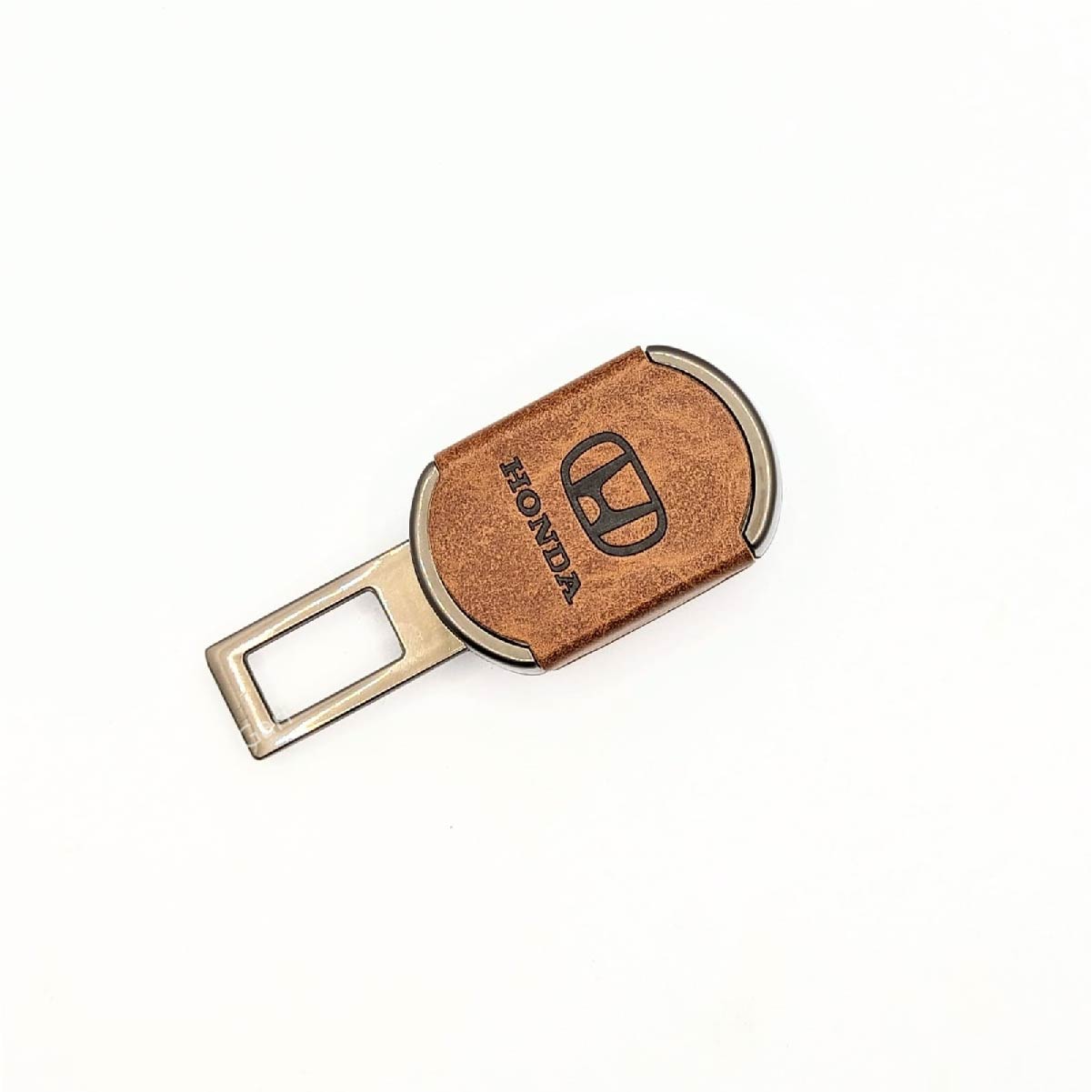 1pcs Brown PU Leather 2 IN 1 Seat Belt Clip - Honda image