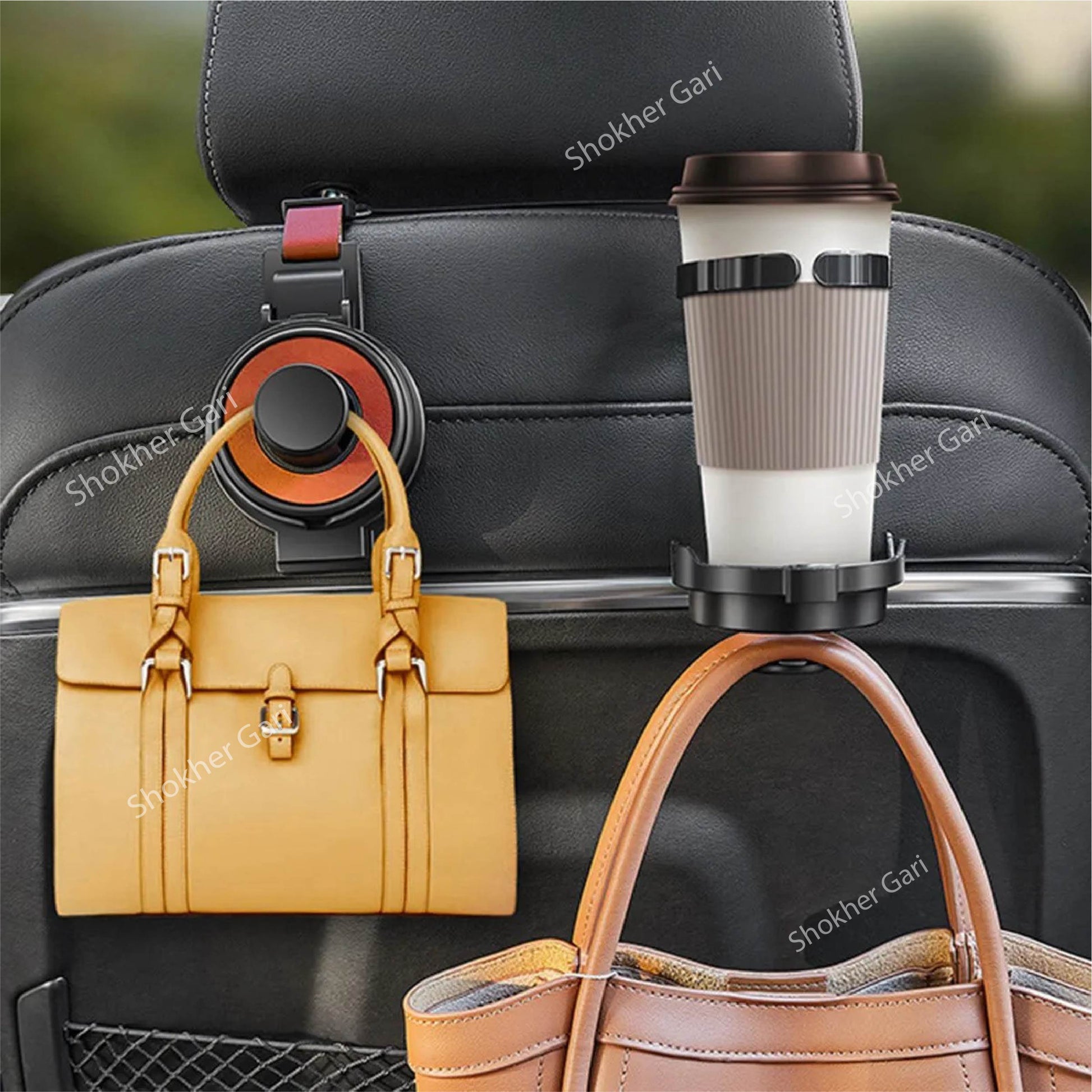 3-in-1 Seat Back Hook Car Bracket Car Cup &amp; Mobile Holder 1Pcs image 0