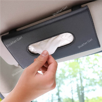 Sun visor tissue box- 2 Colours Sunshade tissue container for driving safety - Handy Car tissue dispenser - Black image