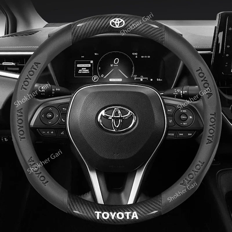 Car Branded Half Carbon Steering Wheel Cover image 3