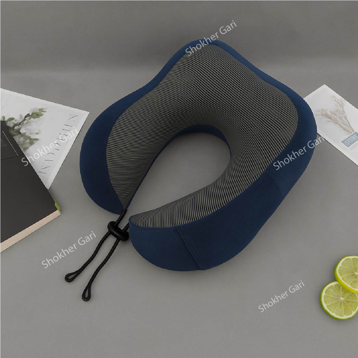 Memory Foam Travel Neck Pillow 1 Piece - Navy image