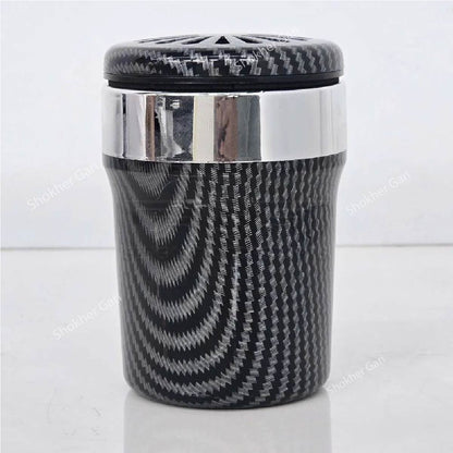 Car Ashtray Carbon Fiber Portable Ceramic (With LED) image 2