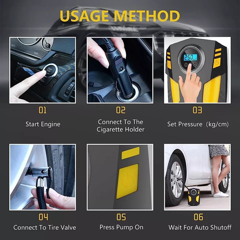 Digital Car Tyre Inflator Pump Portable 150PSI