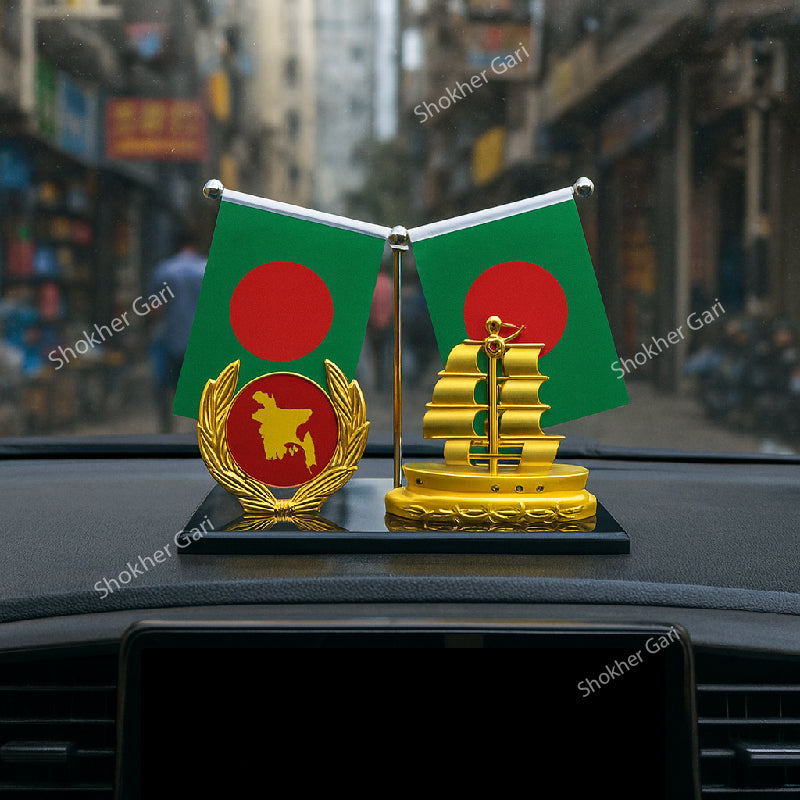Car Dashboard Boat Showpiece With Bangladesh Flag &amp; Map image 0