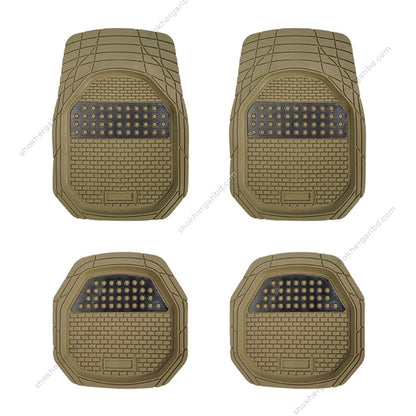Car Universal Foil Style Floor Mat 5Pcs Set - Green image