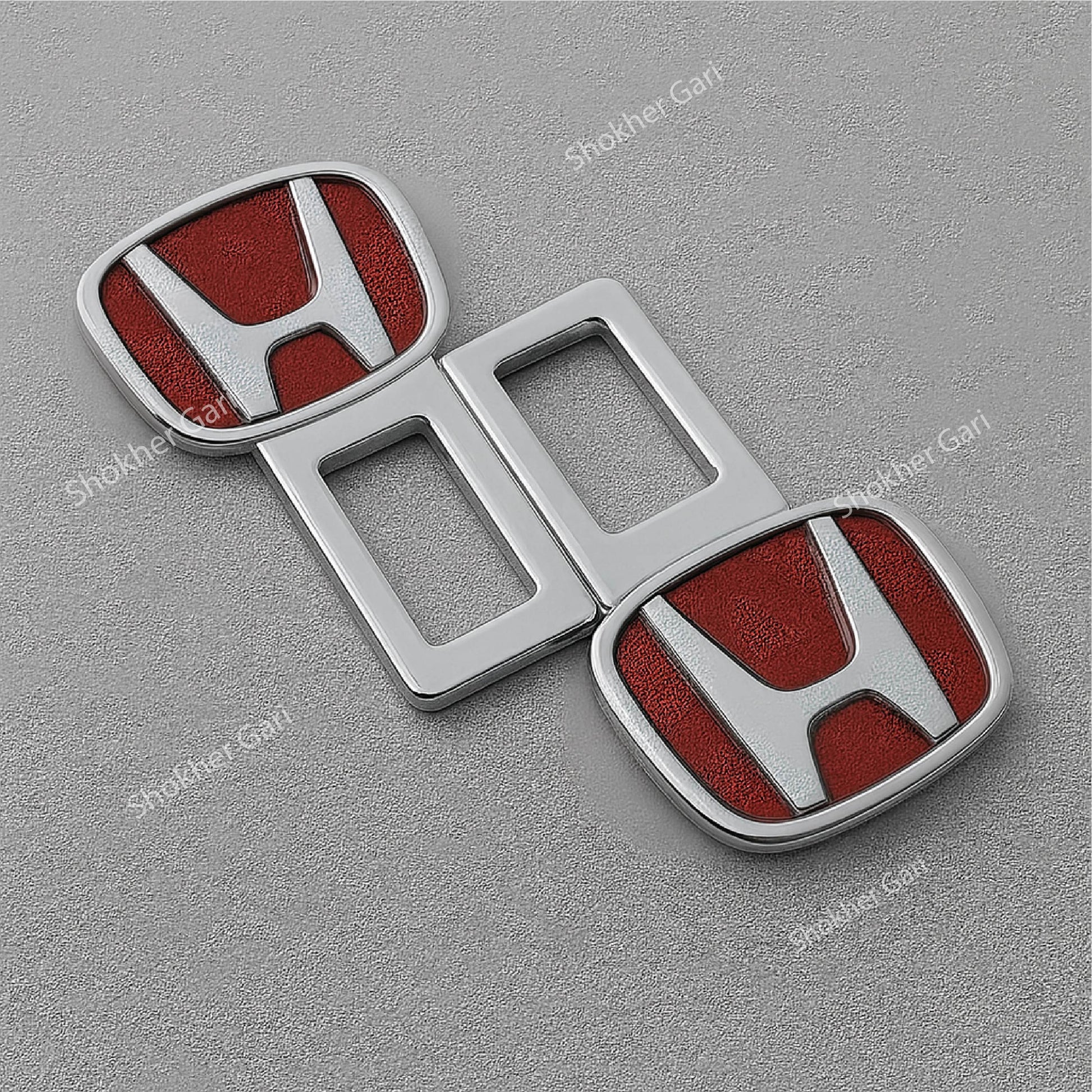 Car Seat Belt Clip Metal Toyota Red With Logo 2 pcs - Honda image