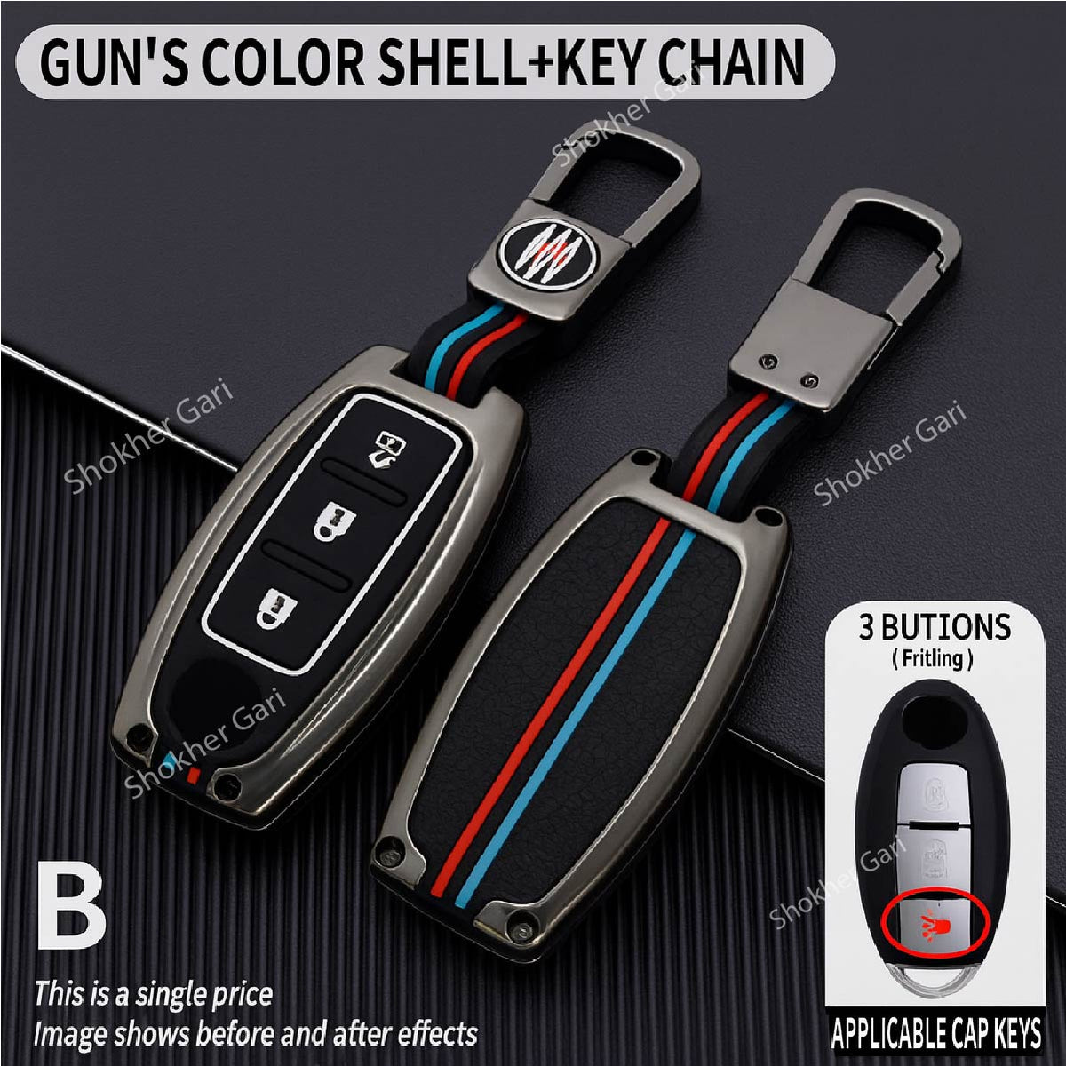 M/Y Zinc Alloy Key Cover Protection Metal Remote Cover For Toyota , Honda, Nissan, Mitsubishi,Hyundai, MG ,BMW Strong Key Cover - X-Trail 3 image
