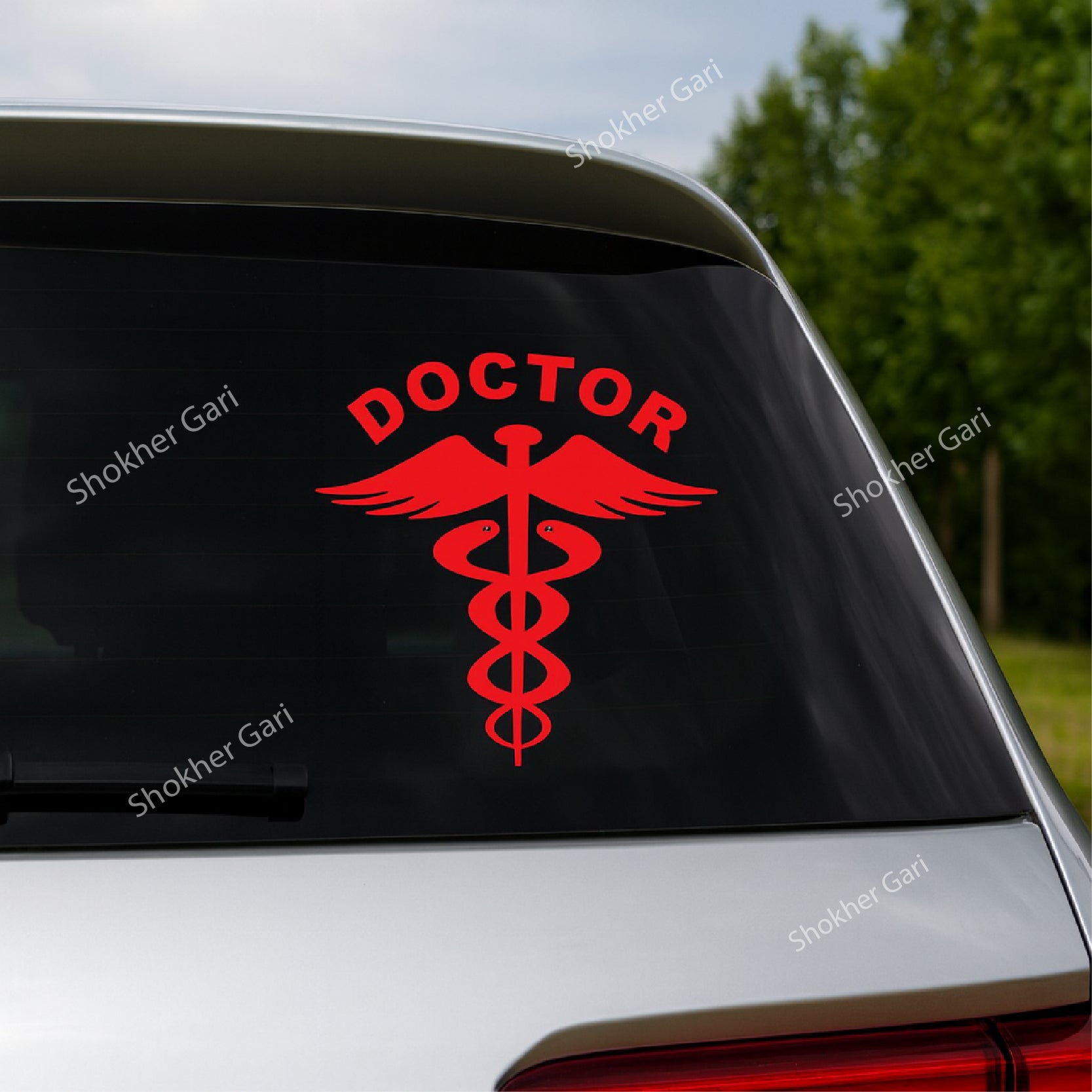 Car 2 Pcs Doctor Logo Stickers for Car (Red) image 0