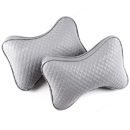 Artificial Leather Neck Pillow- 2 Pieces Set - Ash image