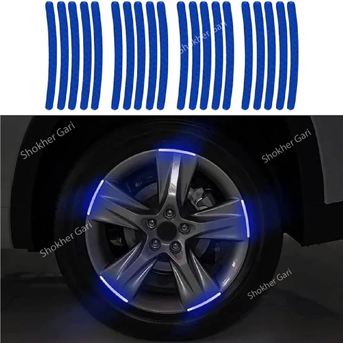 Colorful Car Wheel Reflective Sticker 20Pieces set - Blue image