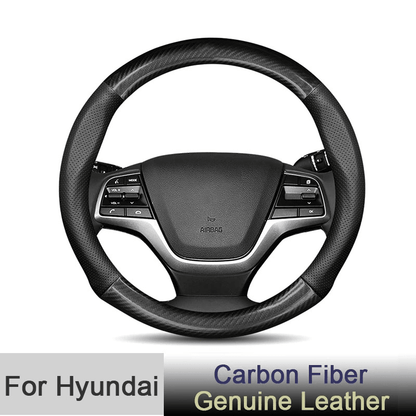 Car Half Carbon Soft Artifitial Leather Universal Steering Wheel Cover