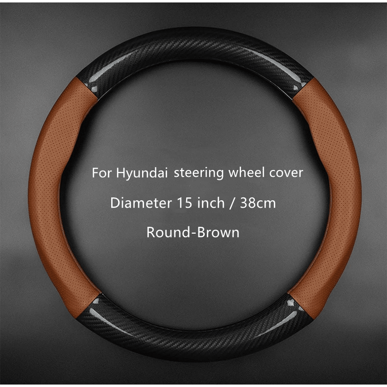 Car Half Carbon Soft Artifitial Leather Universal Steering Wheel Cover