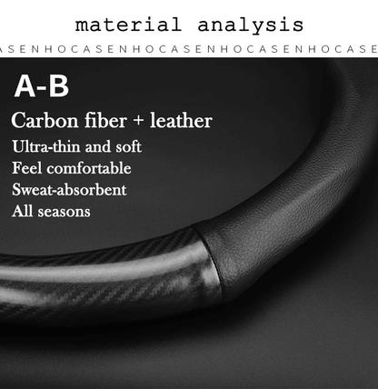 Car Half Carbon Soft Artifitial Leather Universal Steering Wheel Cover
