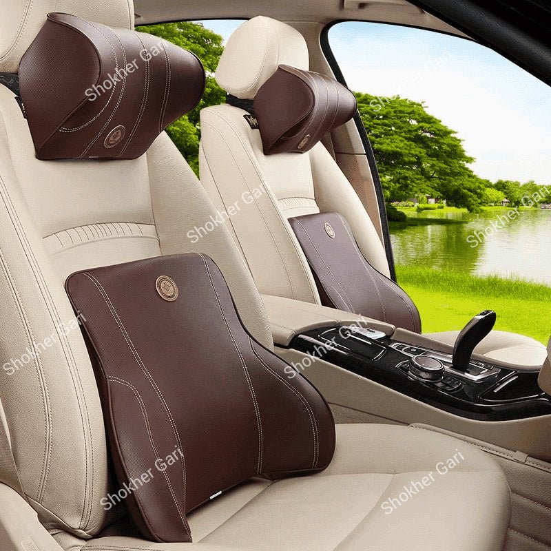 Premium Car memory foam Artificial Leather lumbar support &amp; Neck Pillow 1 Pices neck & back