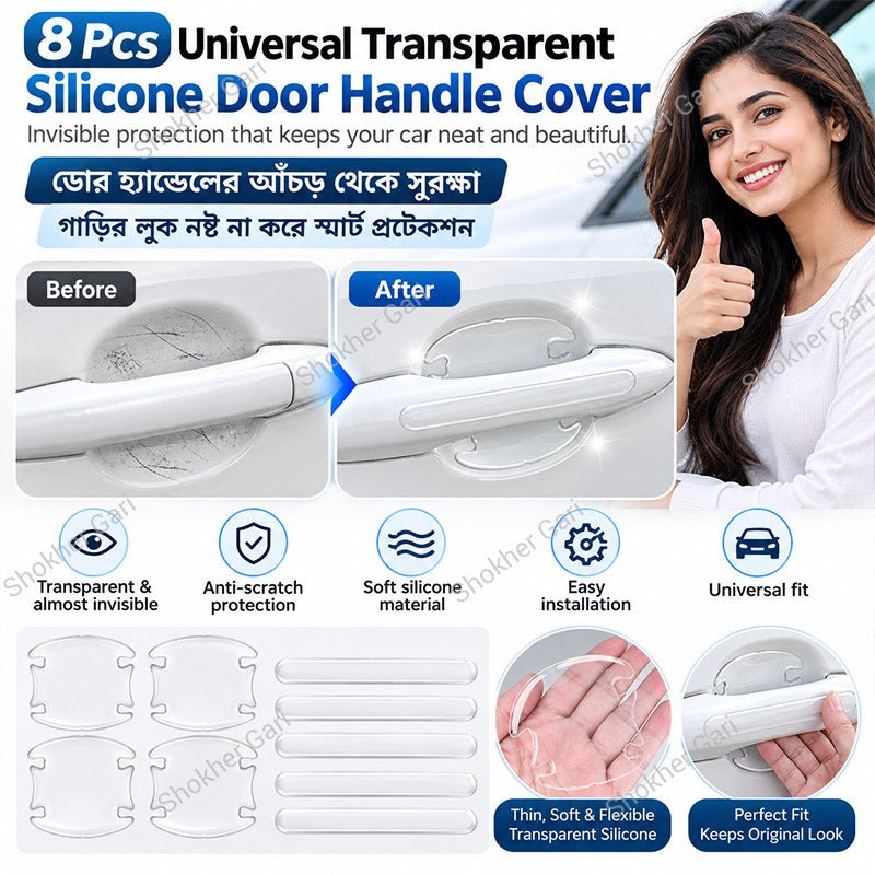 8 Pcs Universal Transparent Silicone Door Handle Cover